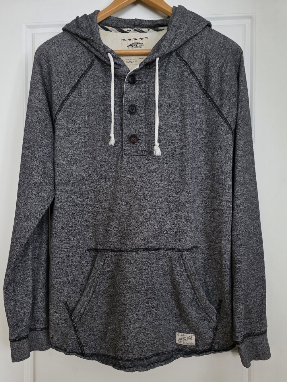 Vans Men's Hooded Pullover Shirt - Gray/Black Sz Large